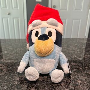 BLUEY Wearing a Red Santa Hat Soft Plush Kids Toy NWT
